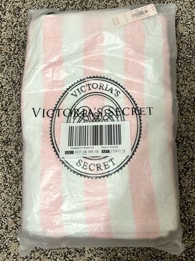 Victoria's Secret Pink and White Terry Cloth Tote Bag
